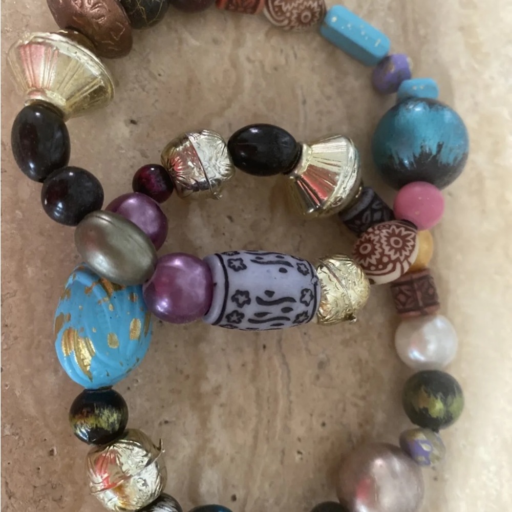 Vintage Multi Beaded Stretch Bracelet Set